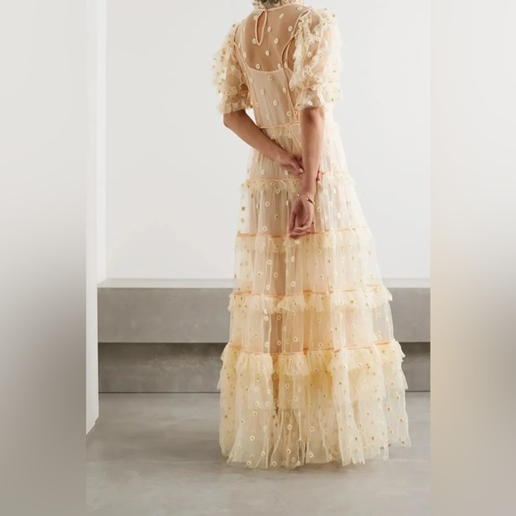 ✨Last Chance💋🌸🌼DÔEN ‘Orelia’ Daisy Embroidered Tiered Tulle Dress S✨ - Picture 7 of 15
